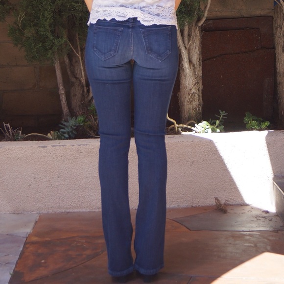 BLEULAB Reversible 2in1 Boot Cut Jeans Dark Blue and Floral Print Size 25 - Picture 2 of 12